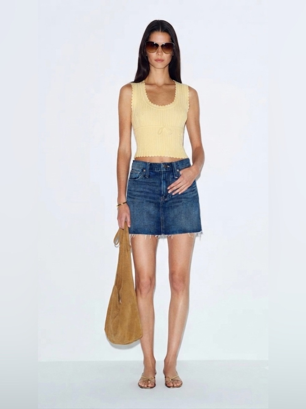 Madewell Rigid Denim Blue Straight Mini Skirt size 25 Boho Chic Preppy Coastal